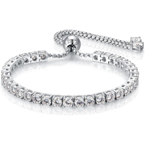 Luxury Moissanite Tennis Bracelet Women 10.9ct Adjustable White Gold Elegant Gif